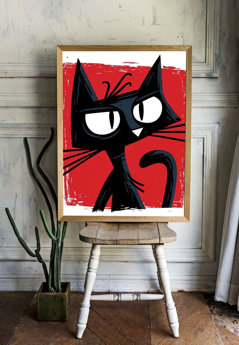 Black Cat Pop Art Poster. room preview