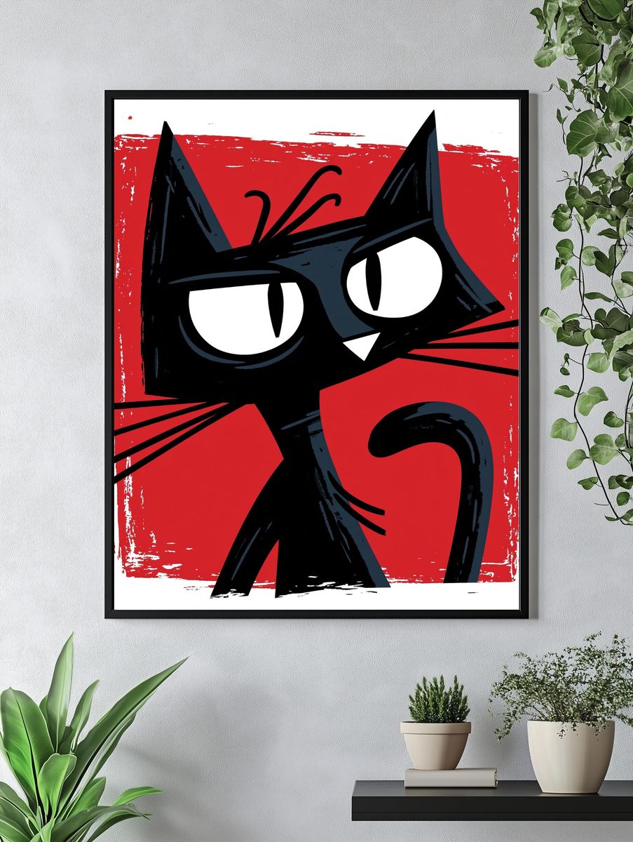 Black Cat Pop Art Poster. — room view 4
