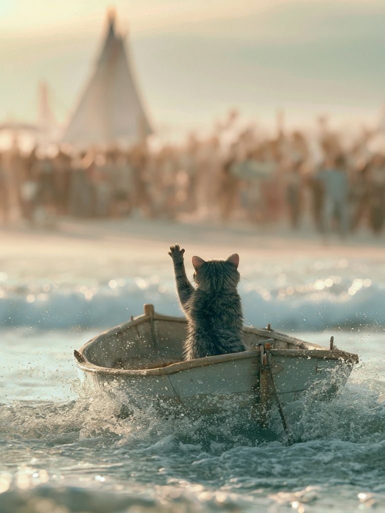 Cat in Boat Photography Poster. poster — animals art