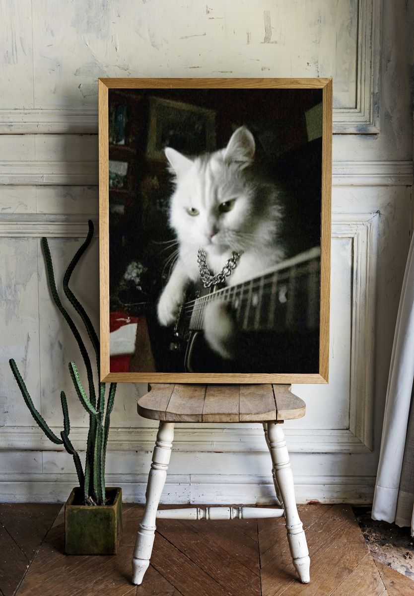 Rockstar Cat — Funny Print. — room view 1