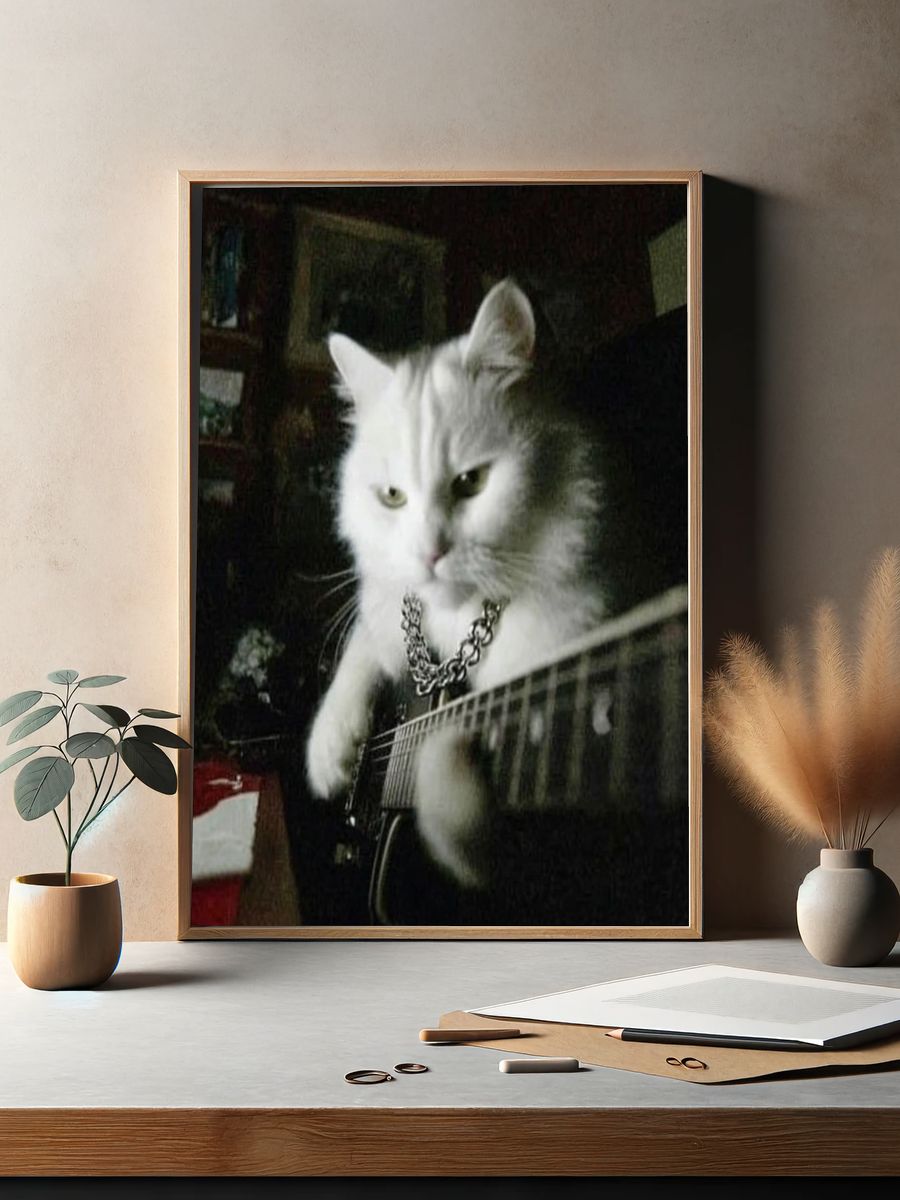 Rockstar Cat — Funny Print. — room view 2