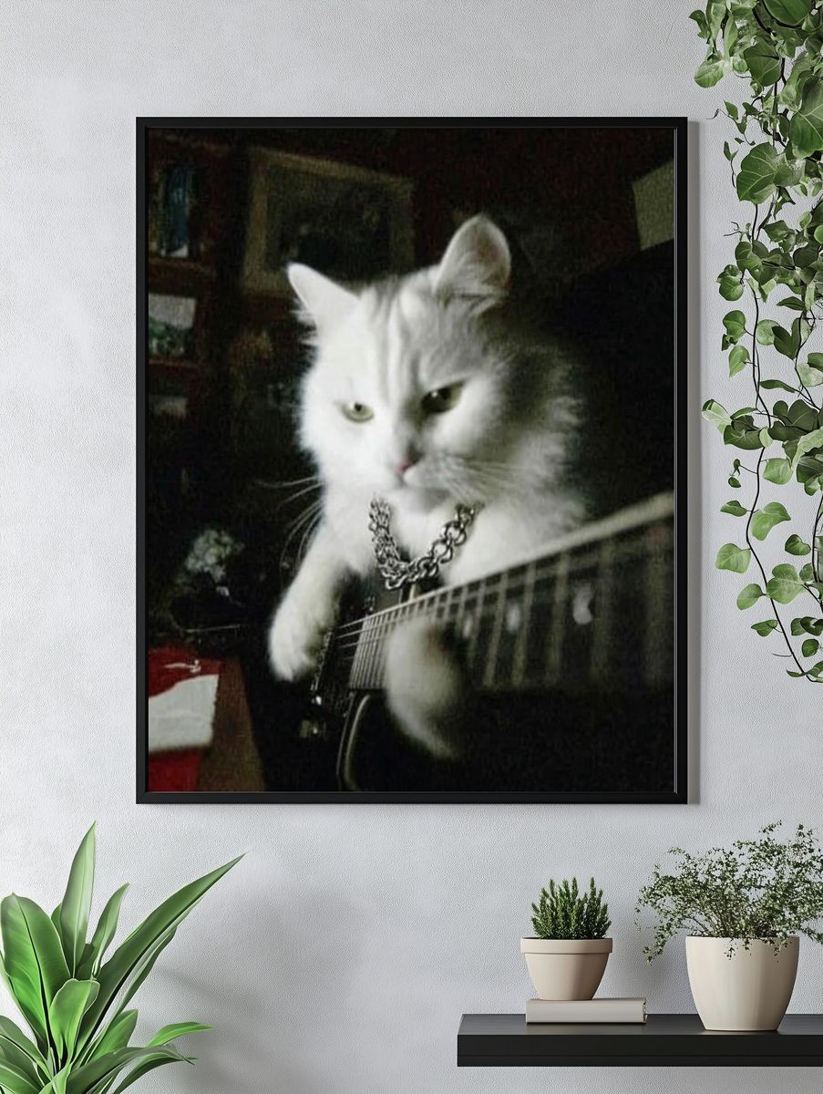 Rockstar Cat — Funny Print. — room view 4