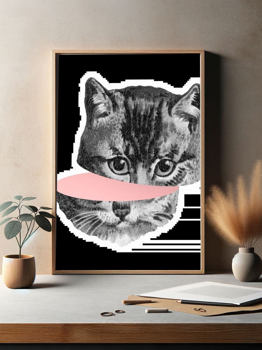 Busy Cat Bath Humor Print. — room view 2
