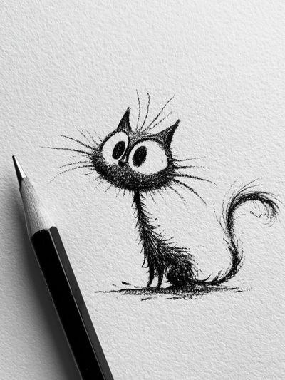 Whimsical Cat Sketch Poster.