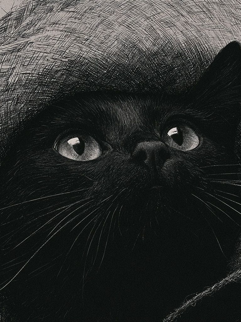 Black Cat Portrait Poster. poster detail
