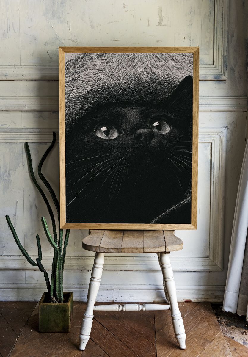 Black Cat Portrait Poster. room preview