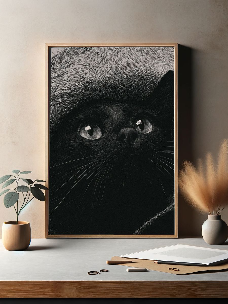 Black Cat Portrait Poster. — room view 2