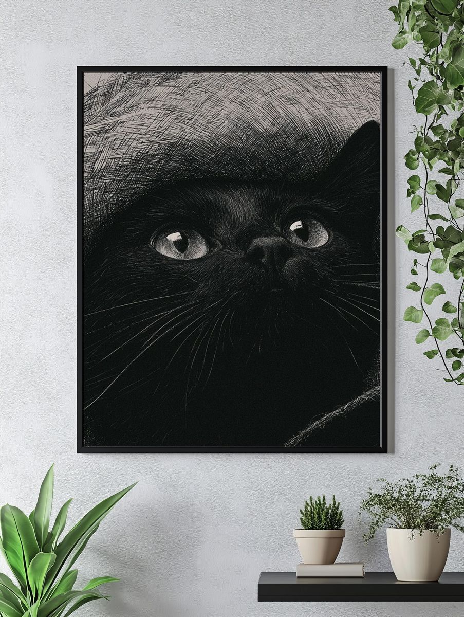 Black Cat Portrait Poster. — room view 4
