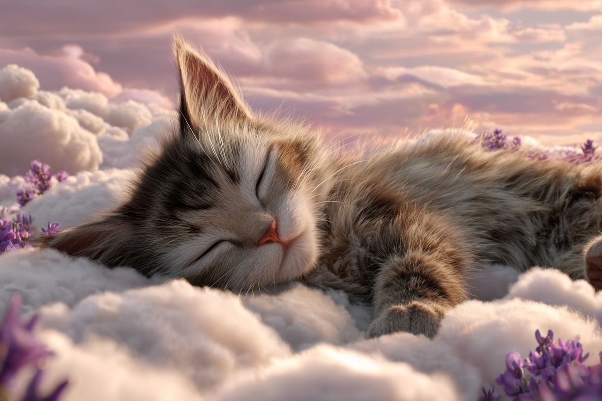 Sleeping Kitten Cloudscape Poster. poster detail