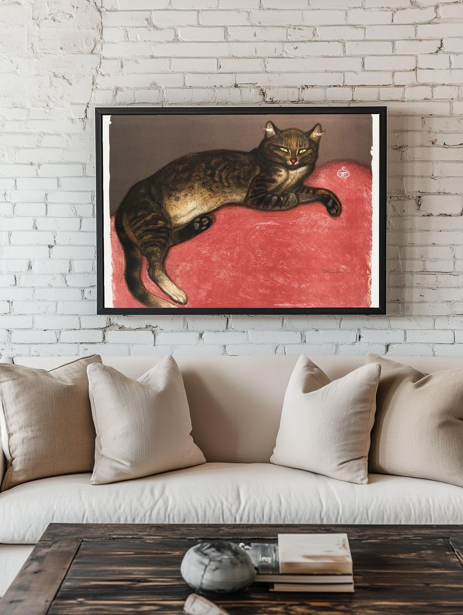 Relaxed Tabby Cat — Illustration Print. — room view 1