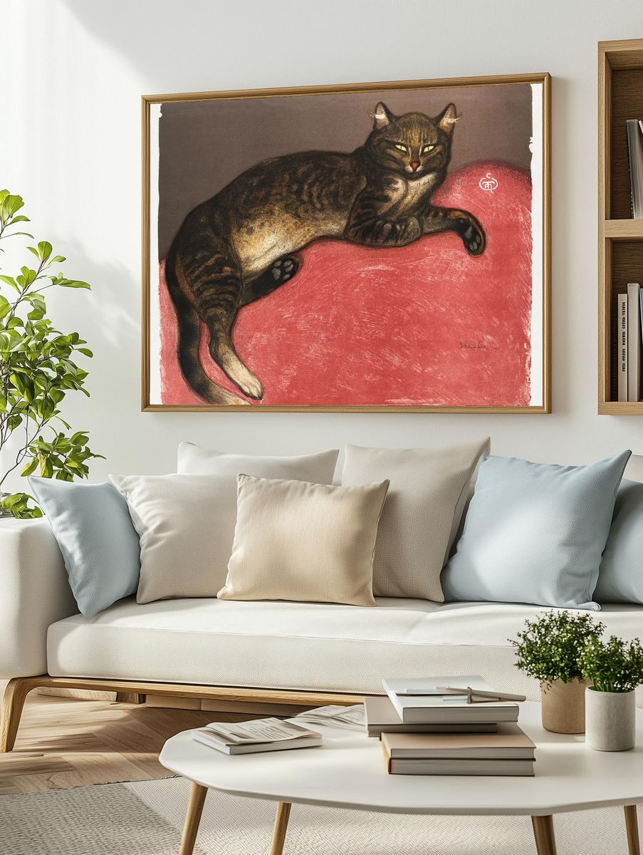 Relaxed Tabby Cat — Illustration Print. — room view 2
