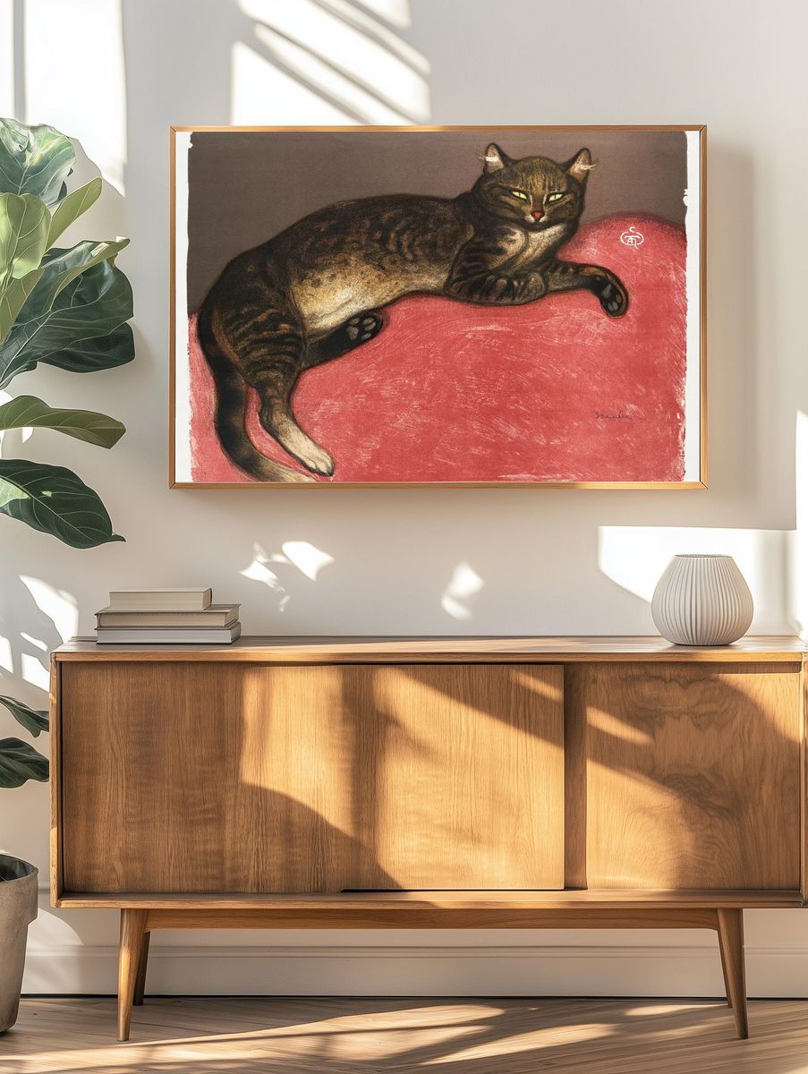 Relaxed Tabby Cat — Illustration Print. — room view 3