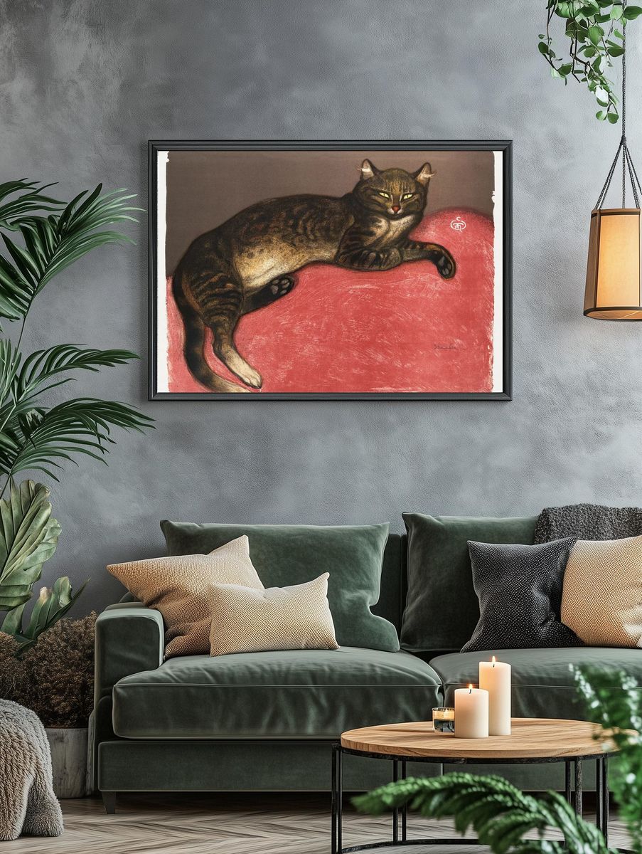 Relaxed Tabby Cat — Illustration Print. — room view 4
