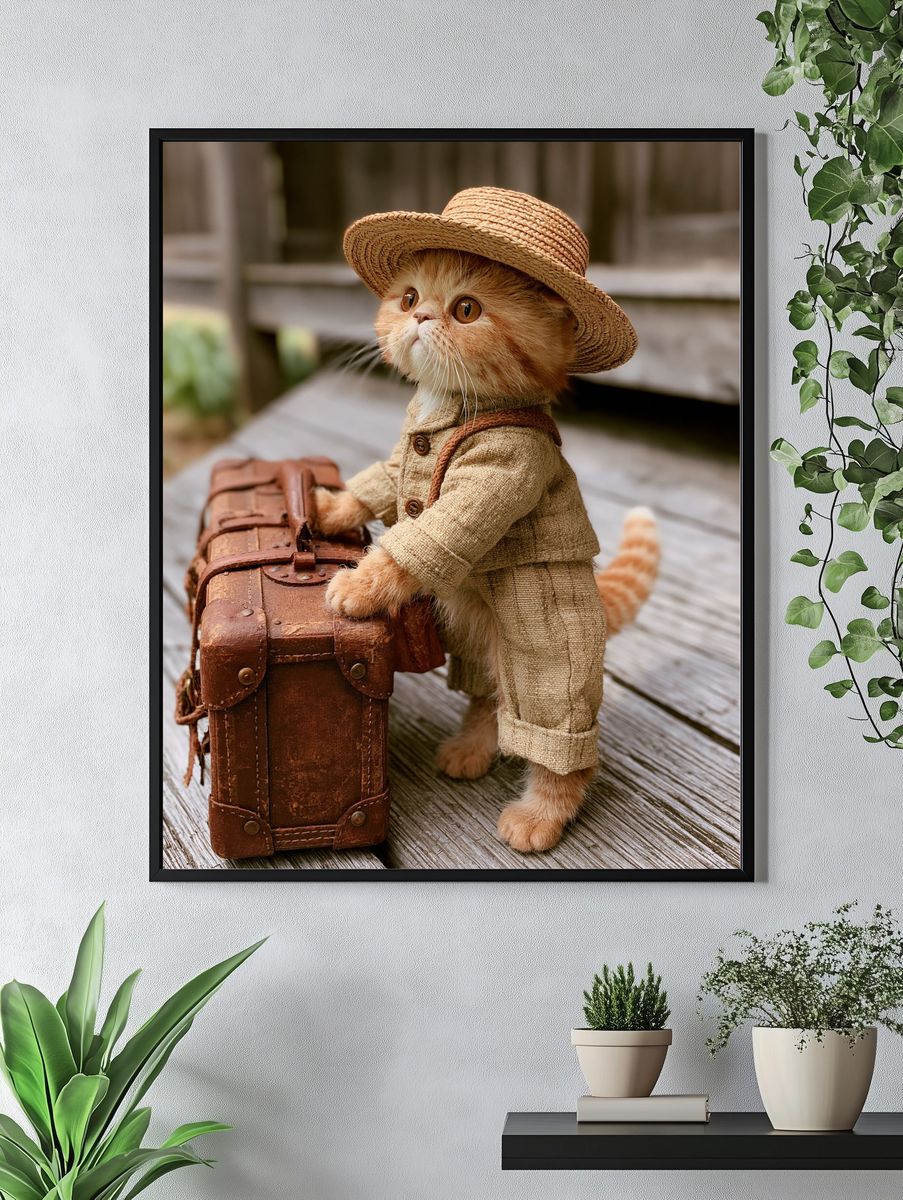 Traveling Cat Portrait Poster. — room view 4
