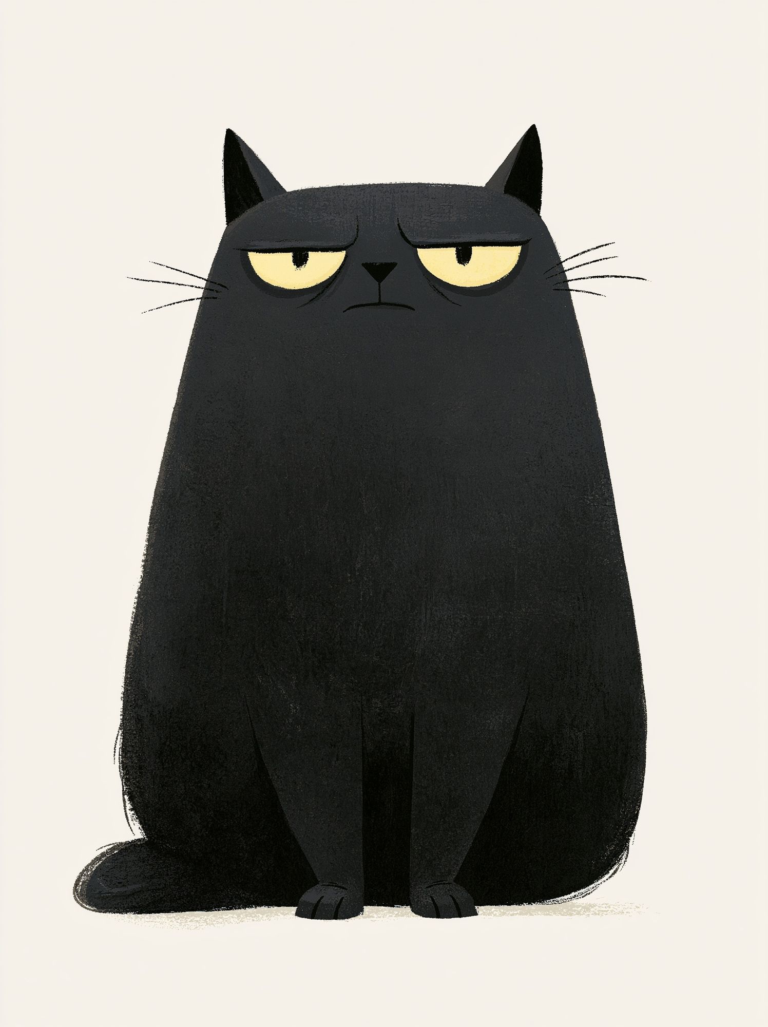 Grumpy Black Cat Illustration Poster. poster detail