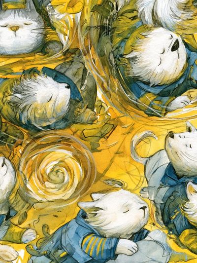 Sleeping Cats Watercolor Poster.