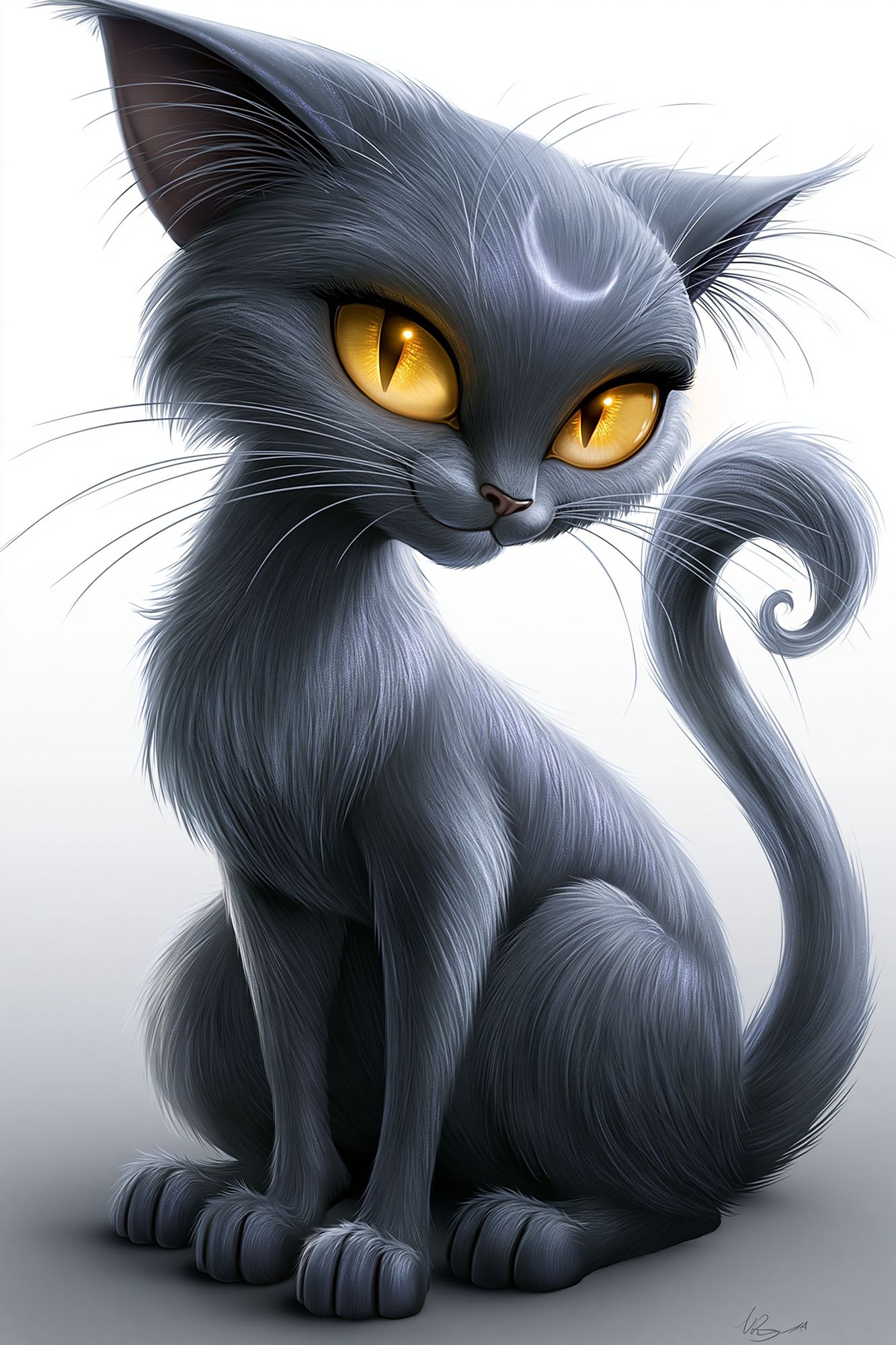 Mystic Gray Cat Illustration Poster. poster — animals art