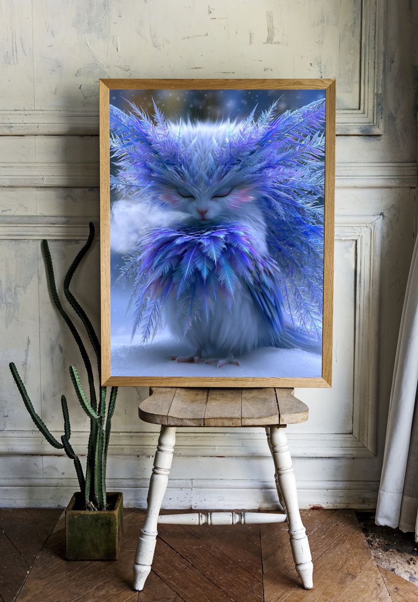 Frosted Cat Fantasy Illustration Poster. room preview