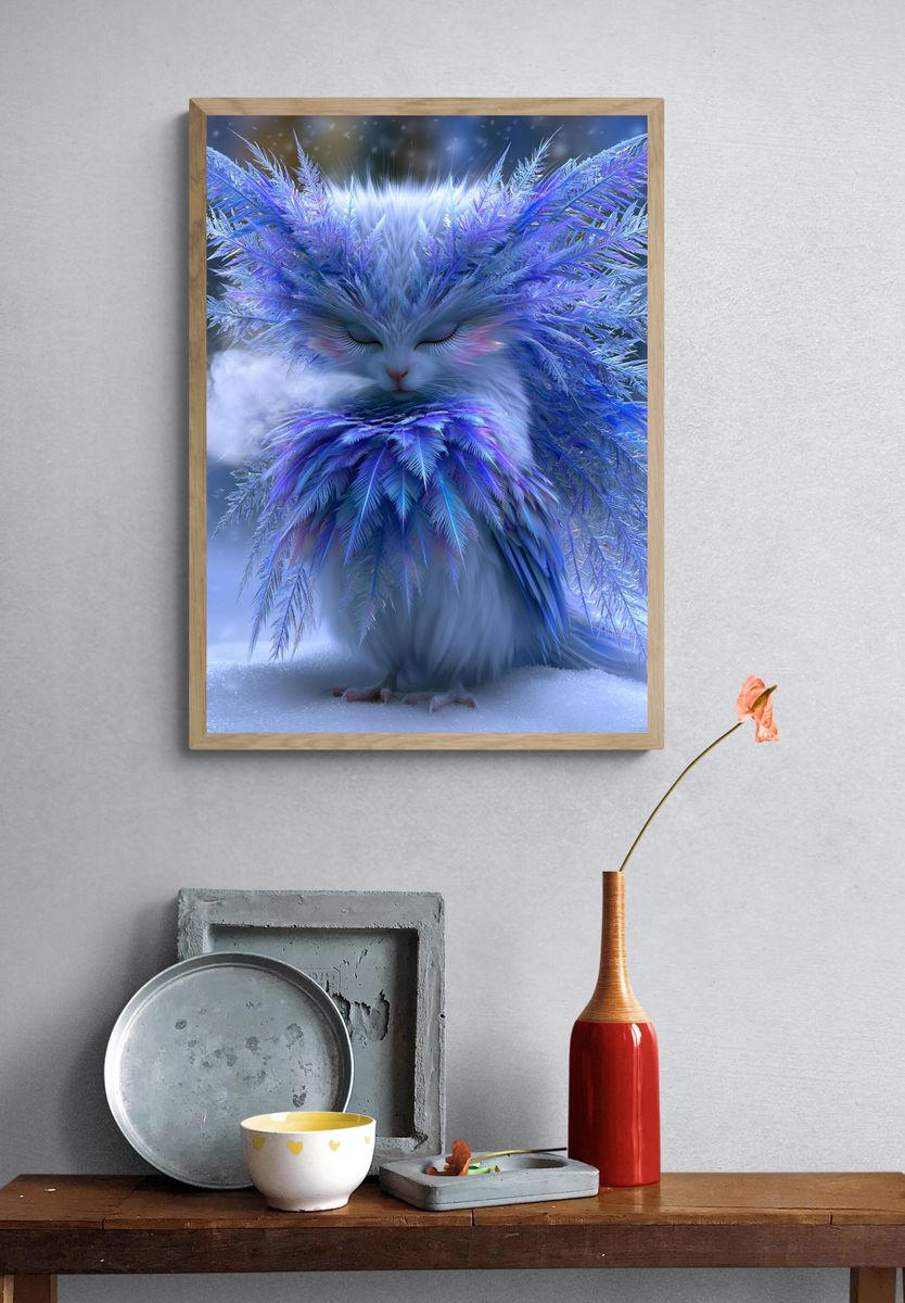 Frosted Cat Fantasy Illustration Poster. — room view 3