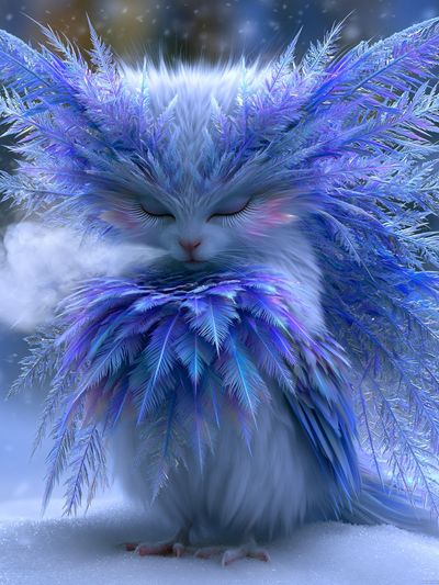 Frosted Cat Fantasy Illustration Poster. poster