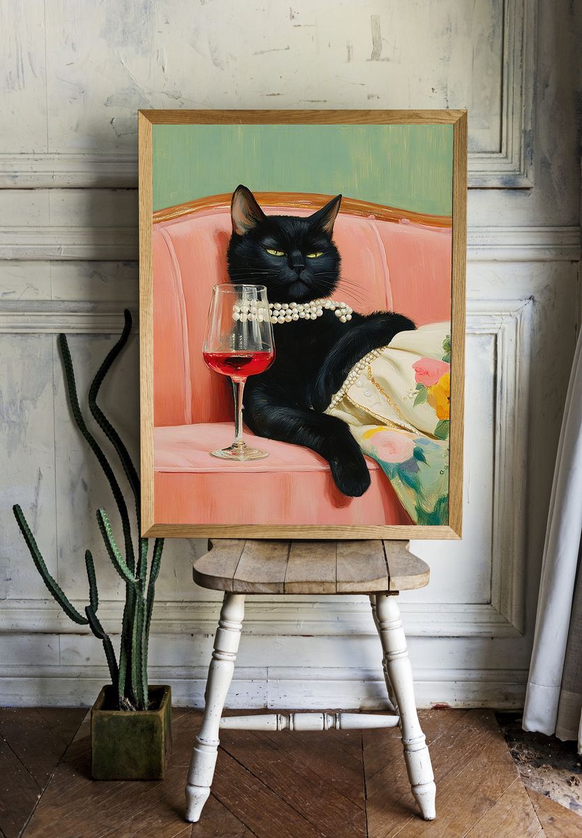 Sophisticated Black Cat — Art Print. — room view 1