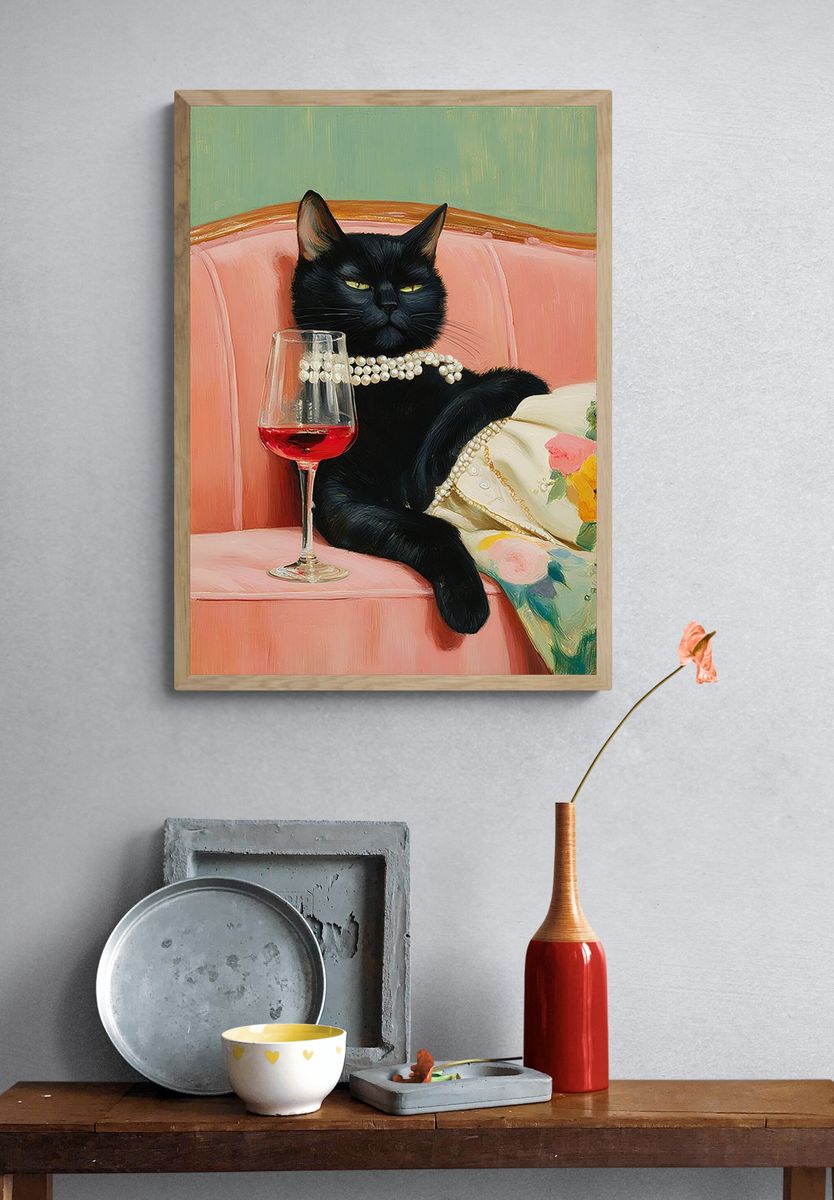Sophisticated Black Cat — Art Print. — room view 3