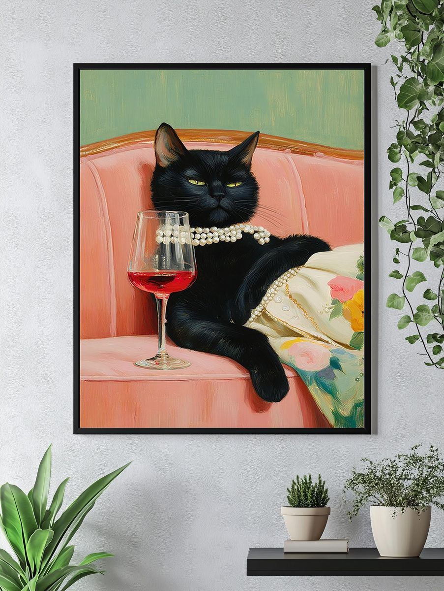 Sophisticated Black Cat — Art Print. — room view 4