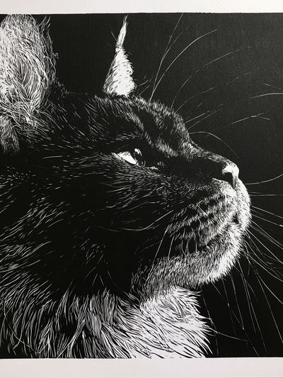 Black Cat Portrait Print.