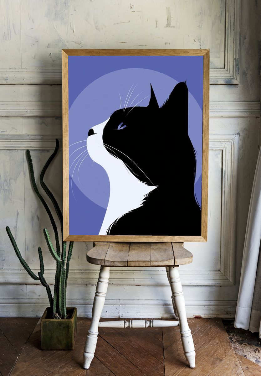 Black Cat Profile Illustration Poster. room preview