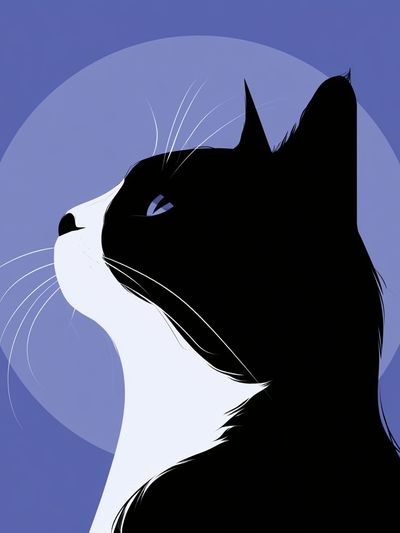 Black Cat Profile Illustration Poster. poster