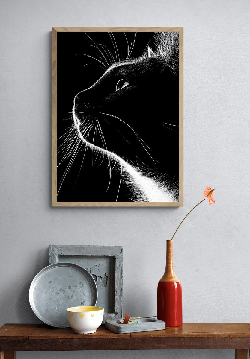 Black Cat Profile Photography Poster. — room view 3