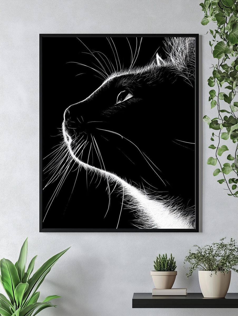 Black Cat Profile Photography Poster. — room view 4
