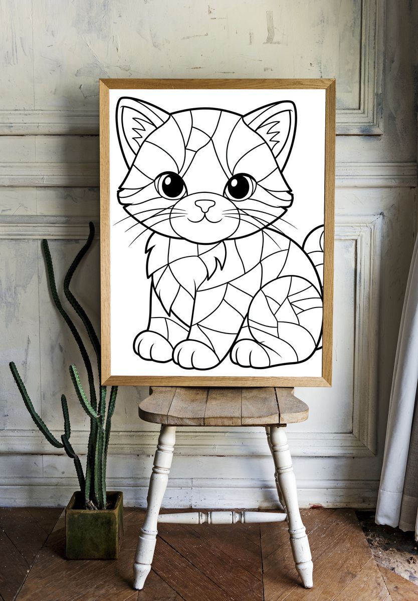 Cute Cat Line Art Poster. room preview