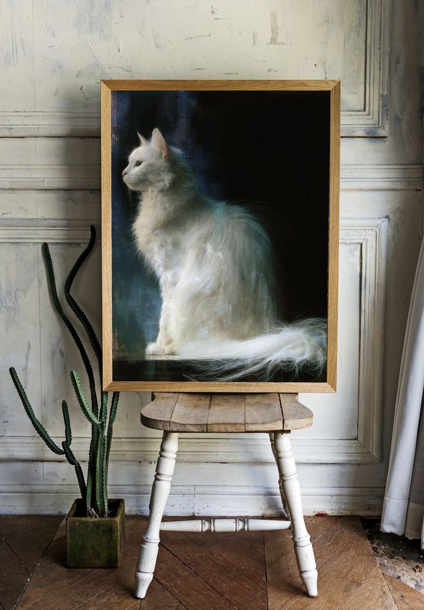 White Cat Portrait Poster. room preview