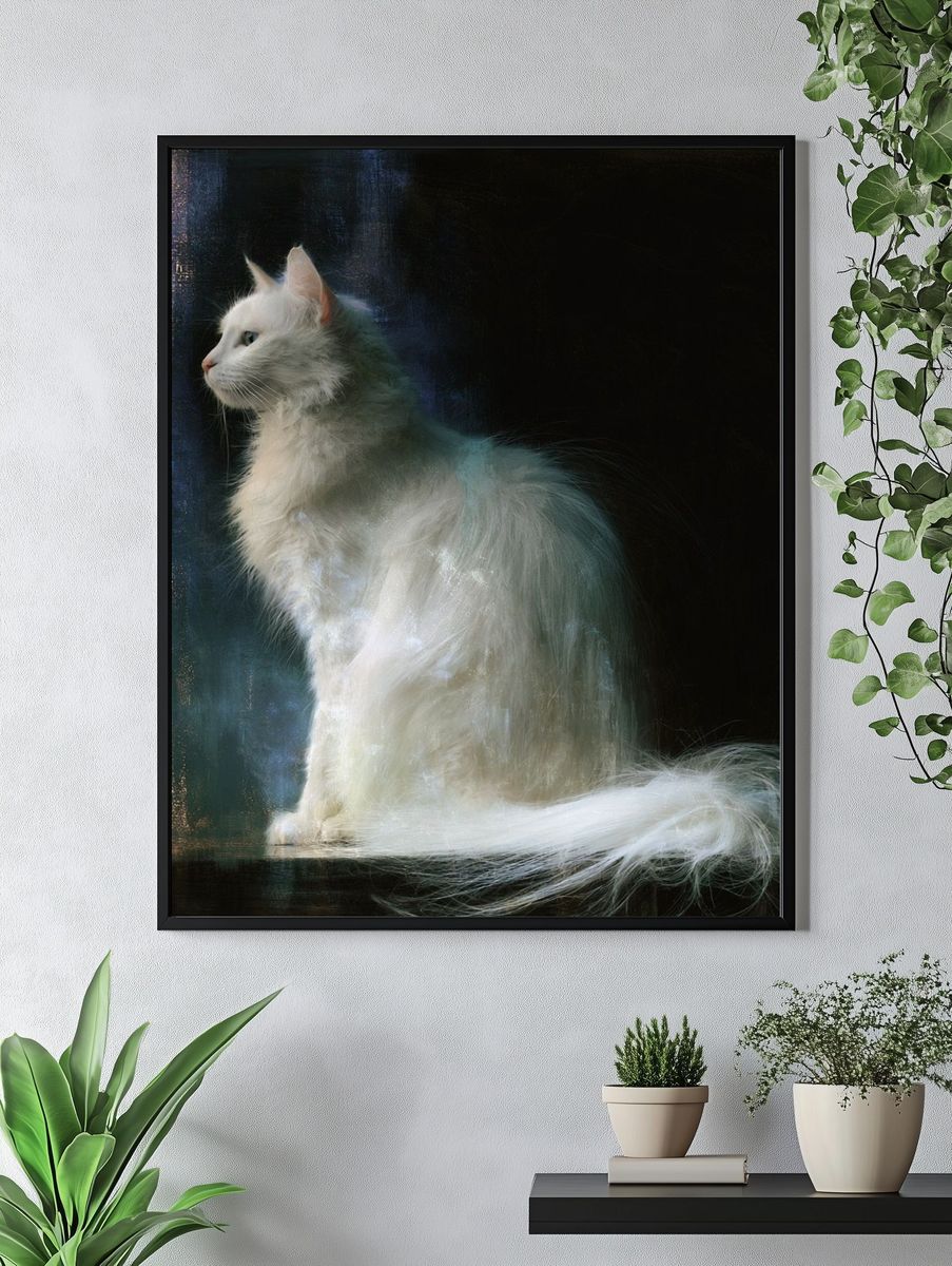 White Cat Portrait Poster. — room view 4