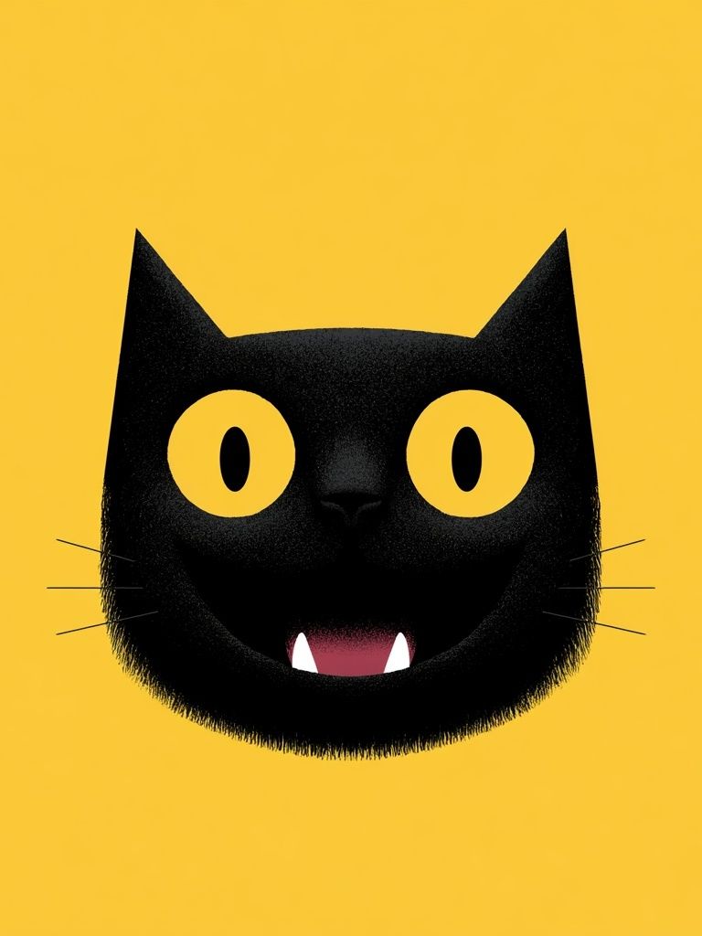 Black Cat Face Illustration Poster. poster detail
