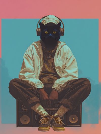 Cool Cat DJ — Digital Art Print. poster