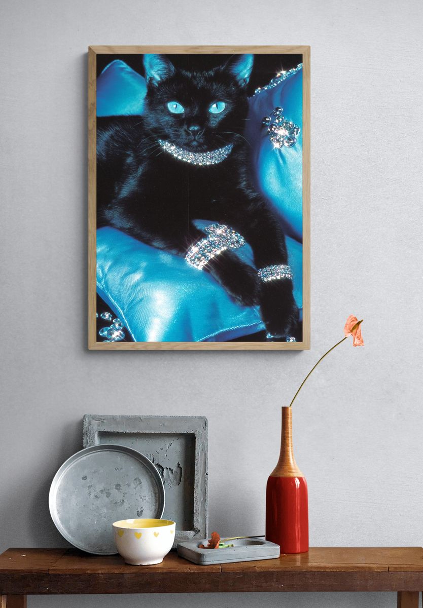 Glamorous Black Cat — Photography Print. — room view 3