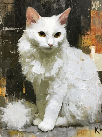 White Cat Portrait Fine-Art Poster.