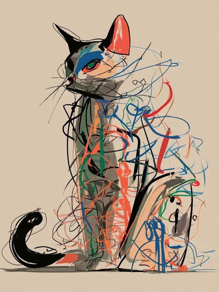 Abstract Cat Illustration Poster. poster detail