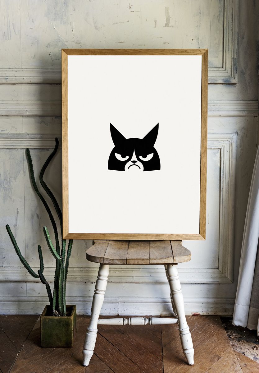 Grumpy Cat Minimalist Poster. — room view 1