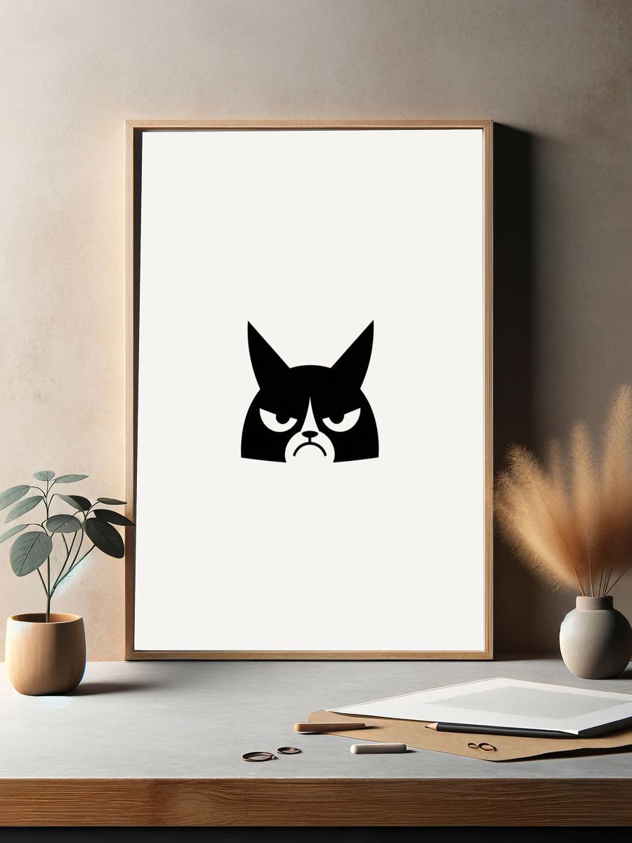 Grumpy Cat Minimalist Poster. — room view 2