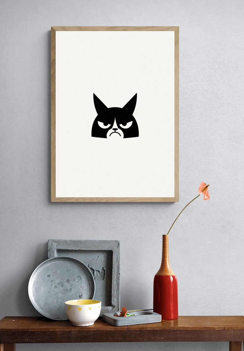 Grumpy Cat Minimalist Poster. — room view 3