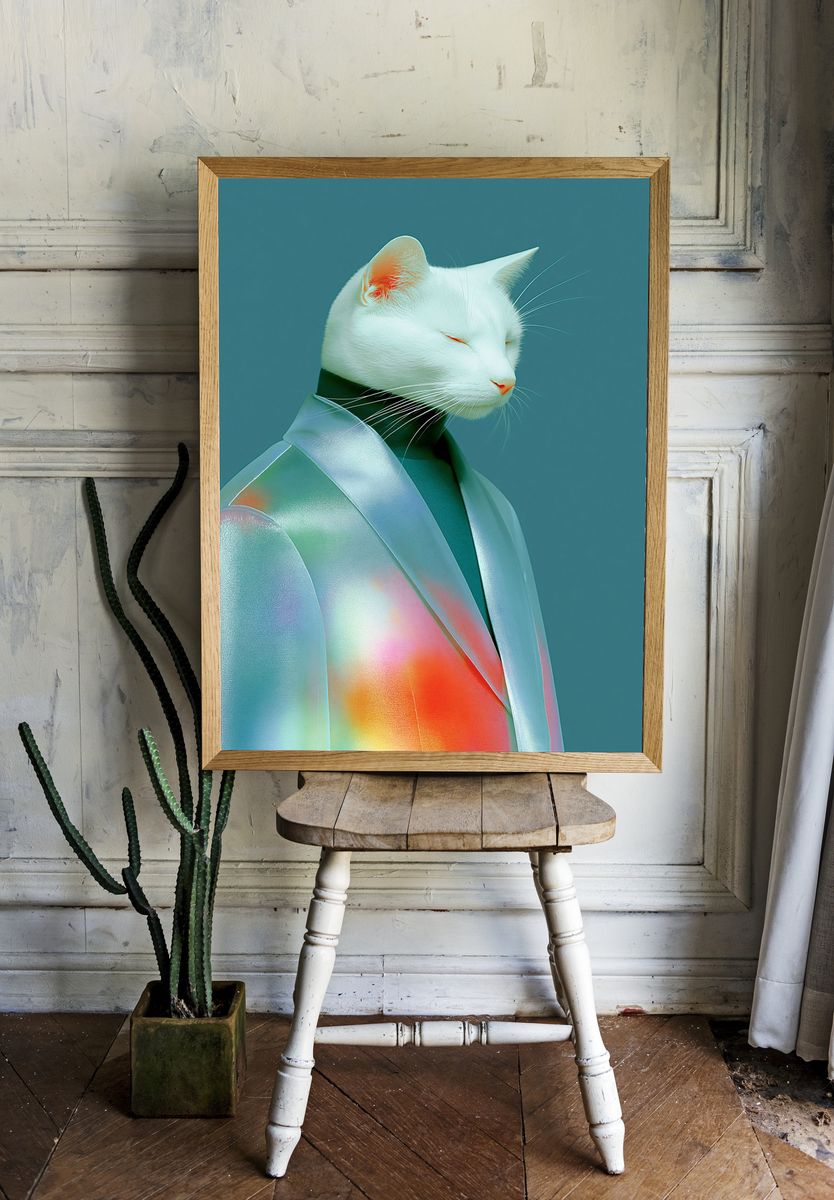 Cat Portrait Digital Art Poster. room preview