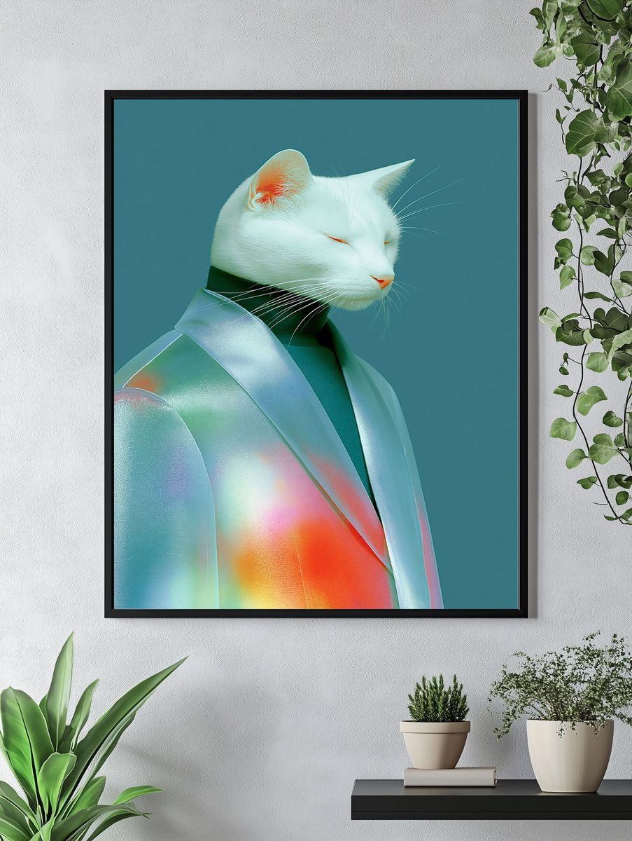 Cat Portrait Digital Art Poster. — room view 4