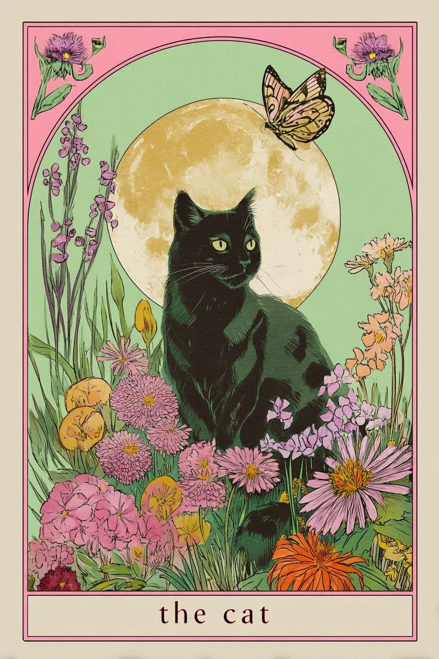 The Cat — Botanical Print. poster — illustration art