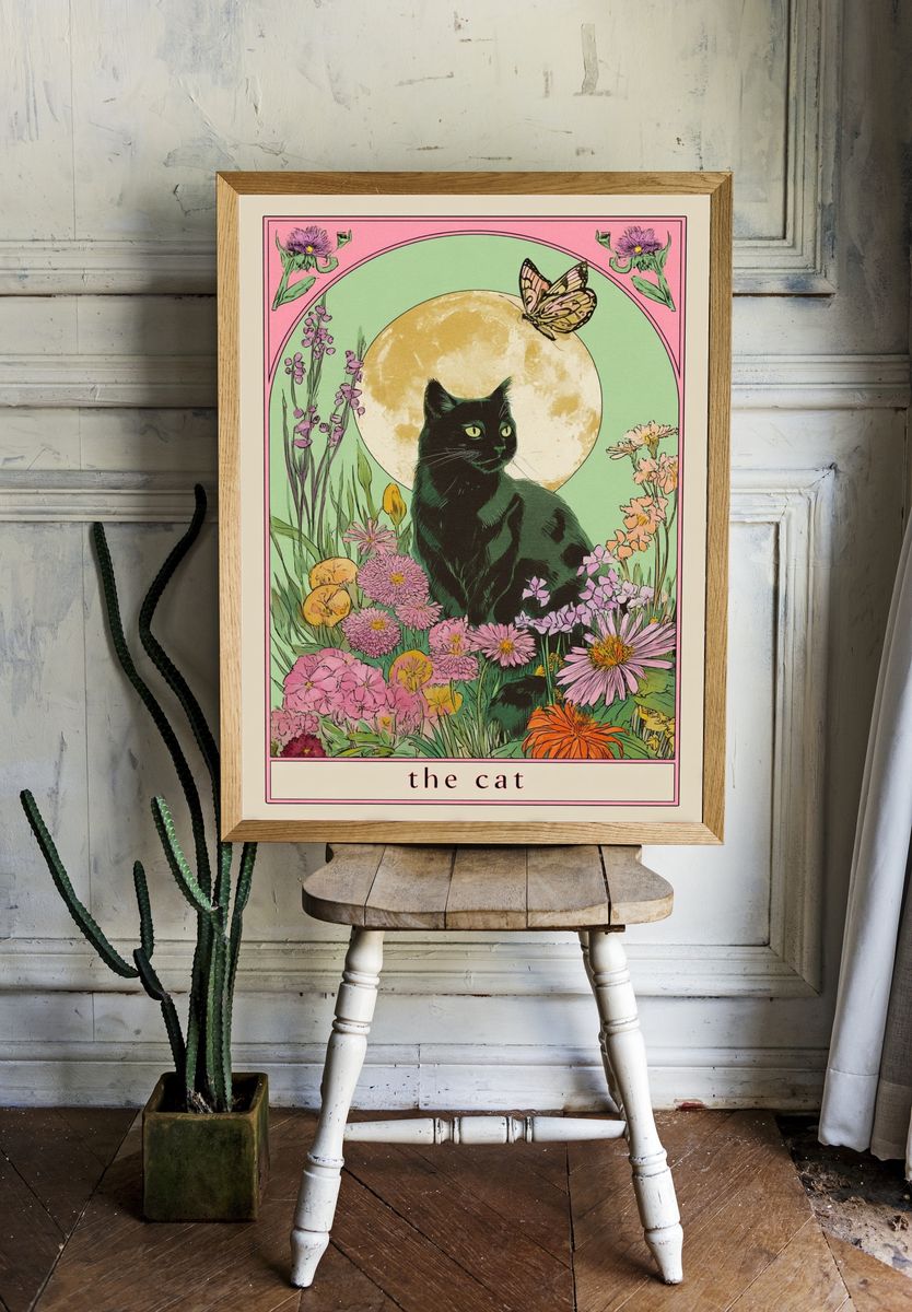 The Cat — Botanical Print. — room view 1