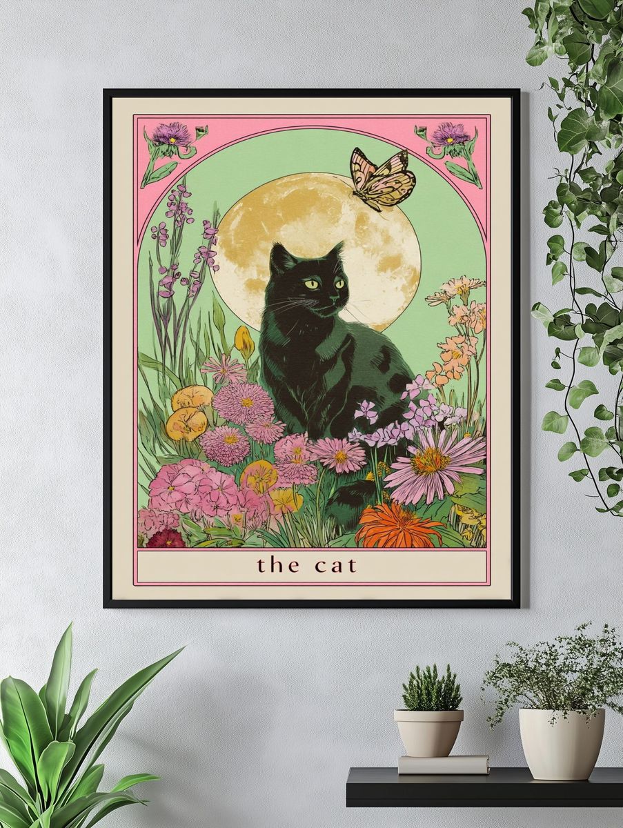 The Cat — Botanical Print. — room view 4