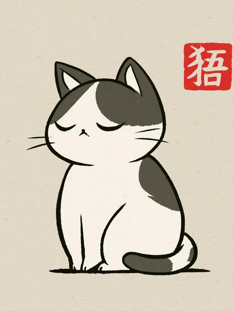 Sleeping Cat Ink Poster. poster detail