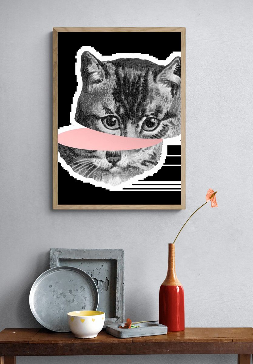 Whimsical Cat Portrait Print. — room view 3